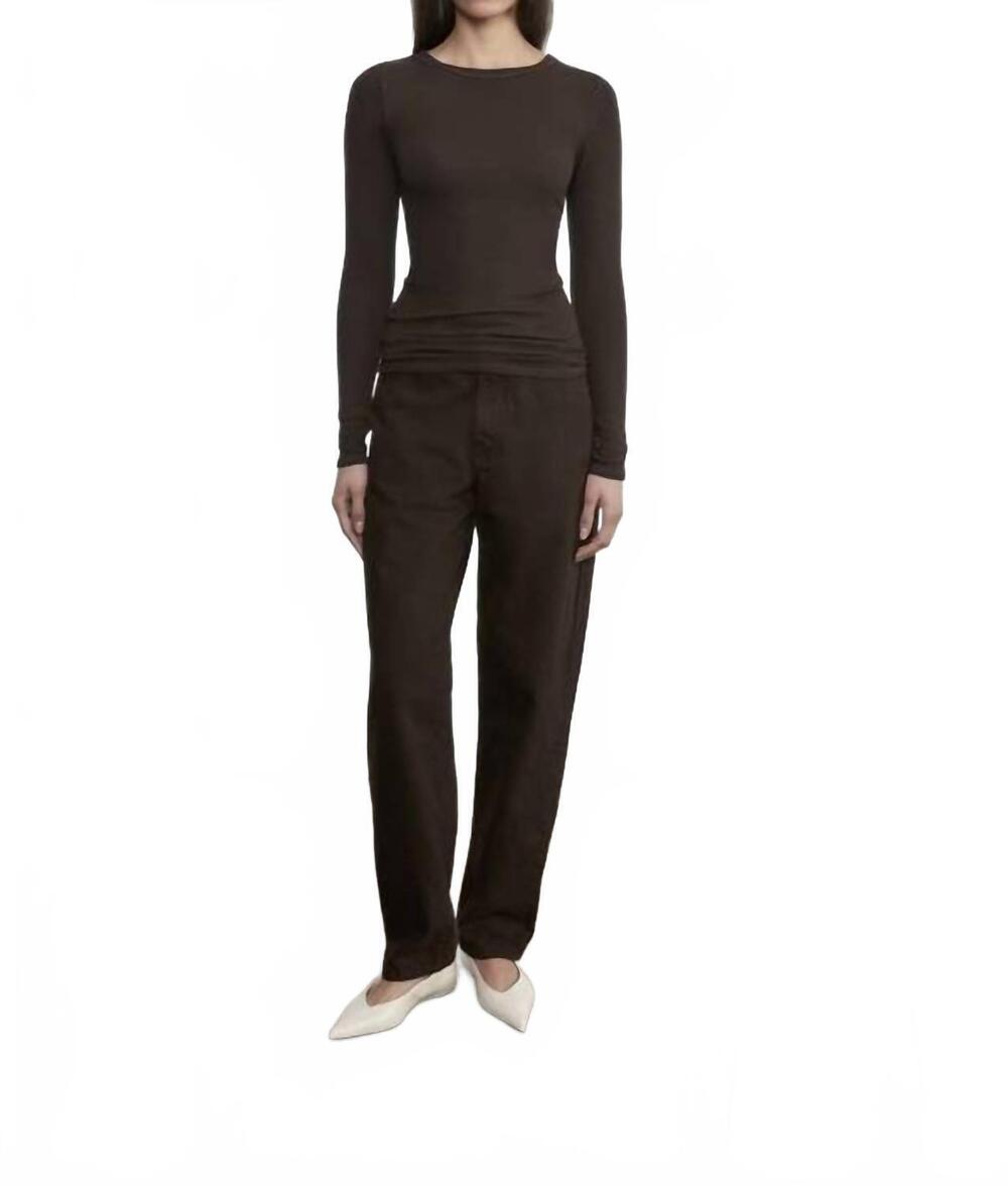 NEW ENZA COSTA silk knit crew tee in brown